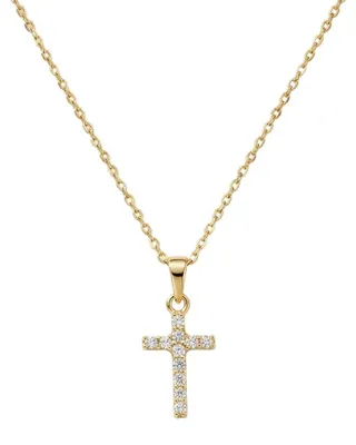 Produktbild von 375 Echtgold Halskette mit Kreuzanhänger und Zirkonia Damen