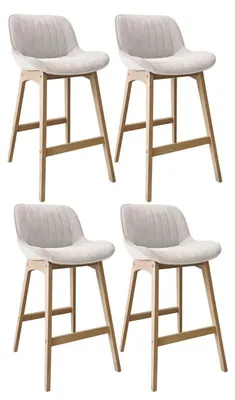 Image de Lot Tabourets NORDEN Chêne et Velours Côtelé H75cm