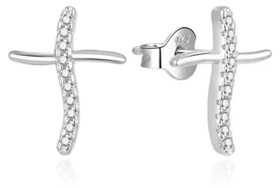 Produktbild von Modern silver earrings with zircons Crosses AGUP2000