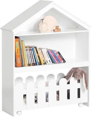 Produktbild von Azomor® Kindgerechter Aufbewahrungsschrank mit Rollen und Bücherregal in Hausform
