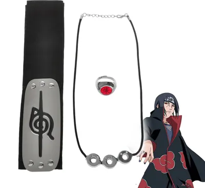 Obrázek produktu pro Sada šperků Itachi Uchiha s čelenkou Akatsuki, náhrdelníkem a prstenem