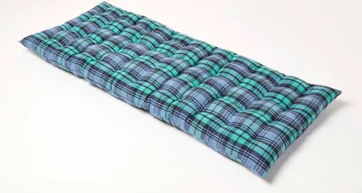 Produktbild von HOMESCAPES 2-Sitzer Bankauflage Blackwatch mit Schottenmuster, 100% Baumwolle