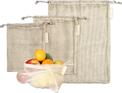 Produktbild von LIVOO Netztaschen für Obst und Gemüse Einkaufsnetze Obstnetze SEP129
