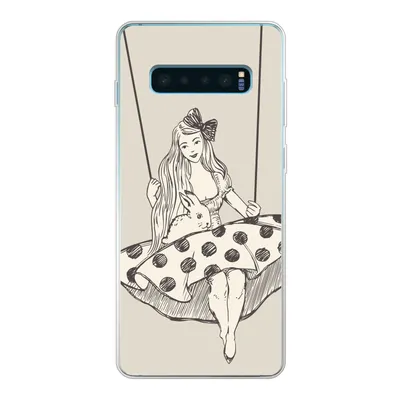 Produktbild von MuchoWow® Handyhülle Schutzhülle Hülle für Samsung Galaxy S10 Lite Mädchen in gepunktetem Kleid mit Kaninchen Silikon Softcase Handy Hülle - Schutz