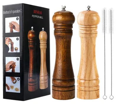 Pfeffermühlen-Set aus Eichenholz, 2 Stück, 20 cm, Keramikmahlwerk