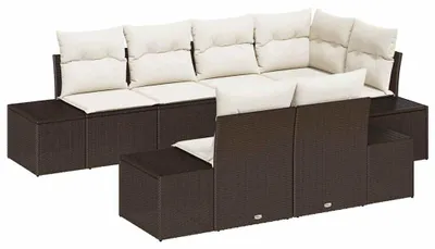 Image de Banc de jardin - Ensemble de jardin - Ensemble lounge - Canapé modulaire - Mobilier de jardin - 7 places - Résistant aux intempéries, en polyrotin