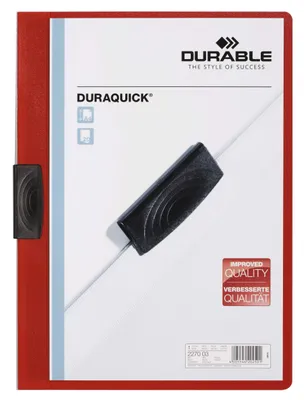 Obrázok produktu pre Odolná 2270 03 Spisovka DURAQUICK® - mäkké/tvrdé dosky, 20 listov, transparentná/červená