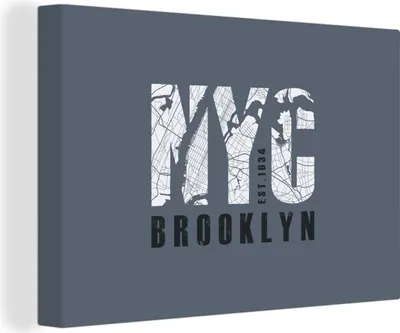 Produktbild von OneMillionCanvasses® - Leinwandbilder - 150x100 cm, New York - Brooklyn - Blau, Wandbilder Kunstdruck Wanddekoration