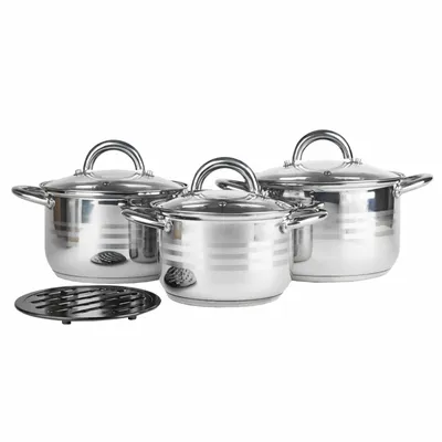 Zdjęcie produktu dla Zestaw Garnków Ze Stali Nierdzewnej 7 Elementów Indukcja Gaz Avant Podstawa