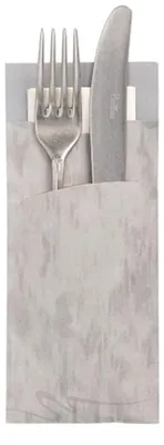 Produktbild von 520 Papstar Bestecktaschen 20 cm x 8,5 cm grau inkl. weißer Serviette 33 x 33 cm 2-lag. 87527