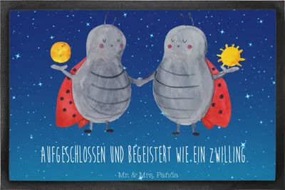 Produktbild von Mr. & Mrs. Panda Gummimatte Sternzeichen Zwilling 60 x 90 cm - Sternenhimmel Blau - Geschenk, Zwillingsschwester, Fußabtreter, Schmutzfangmatte, Schmutzmatte, Türmatte