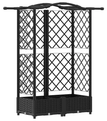 Produktbild von Hochbeet mit Rankgitter und Dach Schwarz 124 x 40 x 126 cm PP