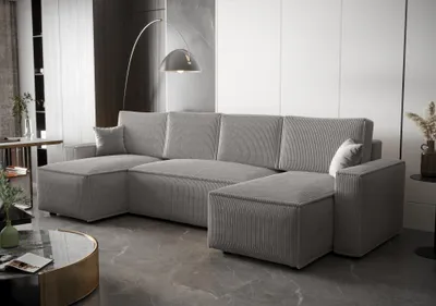 Produktbild von FURMEB AMBRO Ecksofa U-Form Schlafsofa Schlaffunktion 300x143x85cm Asche