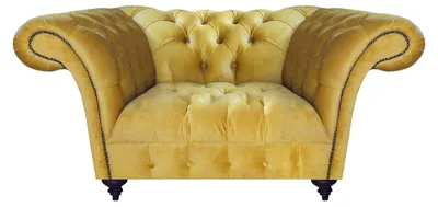 Image de Gelber Luxus Chesterfield Einsitzer Moderner Polstersessel Lehnsessel