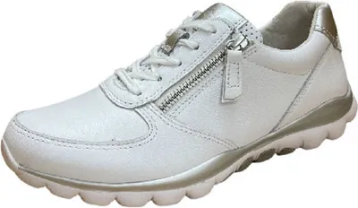 Immagine prodotto di Gabor Comfort 26968-51 Rollingsoft stringate, donna, pelle, bianco/argento, scarpe da ginnastica - scarpe da donna, scarpe comode stringate, bianco, pelle (cervo/lamina)