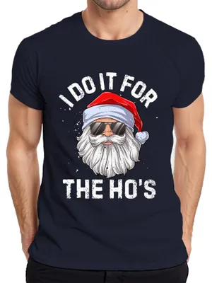 Immagine prodotto di Maglietta da uomo retrò I Do It For The Ho's Father Christmas Funny Gift, Navy, L