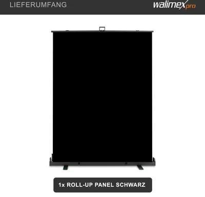 Image de Walimex pro Fond Photo Noir 155 x 200 cm, Toile de fond avec coffret de transport, Équipement Fond pour Studio, Toile arrière-plan Sans plis idéale pour Photographie Low-Key et Portraits
