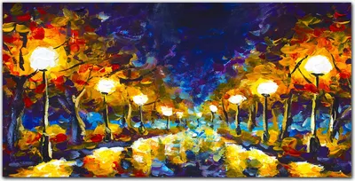 Produktbild von Coloray Bild aus Leinwand 120x60 Leinwand Dekoration - Gemälde Nacht Laternen