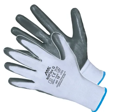 Produktbild von 6 Paar Arbeitshandschuhe - Nitril, flüssigkeitsabweisend, Montagehandschuhe KFZ Garten, Industrie und Handwerk, Größe: 9 (L)