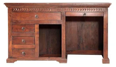 Immagine prodotto di MASSIVMOEBEL24 | scrivania in legno di Acacia 140x64x80 nougat laccato OXFORD #511