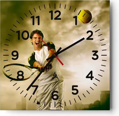 Produktbild von Wanduhr - Quadrat - Glasuhr - Aktivität Ball Wettbewerb - 30x30cm - Schleichendes Uhrwerk - Lautlos - zum Aufhängen bereit - Dekoration Modern - Wanddekoration aus Glas - C4AC30x30-2107