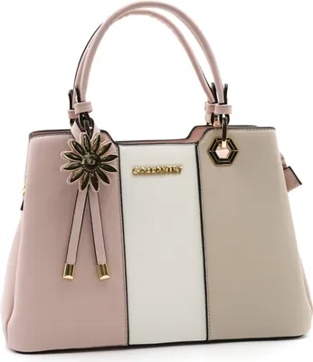 Produktbild von Handtasche Damenhandtasche verschiedene Farben mit Schultergurt Modell Mailand Farbe: Pink//White/Beige Hersteller: Sonderpostendiscount Materialzusammensetzung: Kunstleder,Syntetik