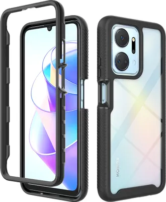Produktbild von Honor X7A Hülle, Hybrid Transparente Rückseite TPU Bumper Stoßfest Schutzhülle für Honor X7A Schwarz