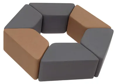 Produktbild von Designer Grau-Braune Hocker Stilvolle Sitzhocker Textil 6x Poufs