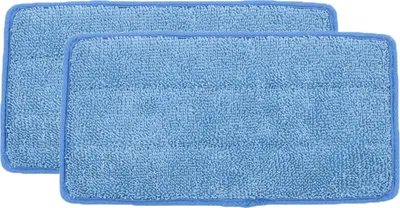 Two blue mop pads are shown on a white background.