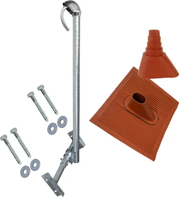 Produktbild von PremiumX BASIC X120-48F Dachsparrenhalter 120cm Mast Kappe Ziegel rot