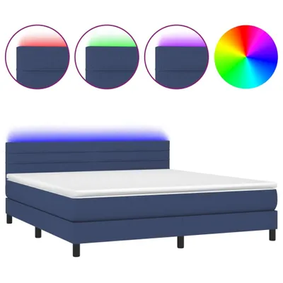 Produktbild von vidaXL Boxspringbett mit Matratze & LED Blau 180x200 cm Stoff