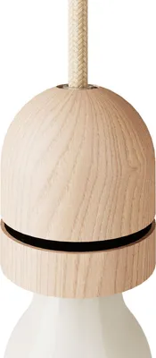 Immagine prodotto di Creative-Cables Kit portalampada E27 filettato semisferico in Legno con serracavo Nascosto e coprighiera per Paralume - Neutro
