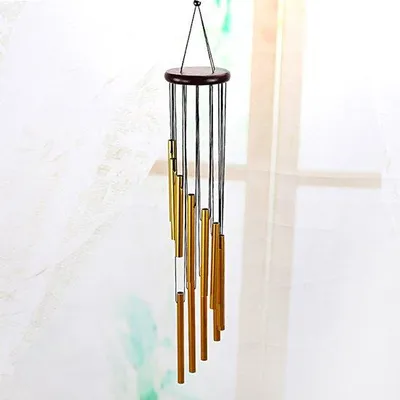 Produktbild von Antiker Holzwindgong mit Metallhaken, ein ländliches Wohnaccessoire in Landhausstil (Landhausstil 2)