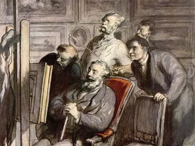 Produktbild von Honoré Daumier Kunstdruck Bild - Die Kunstliebhaber, Um 1862 (60 x 80 cm)