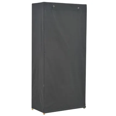 A dark gray fabric wardrobe cover is shown against a white background.