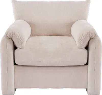 Produktbild von Sessel 96x82x84cm Beige Chenille-Stoff Einzelsofa Freizeitstuhl Dekorativer Stuhl Wohnzimmer Schlafzimmer Modernes Design