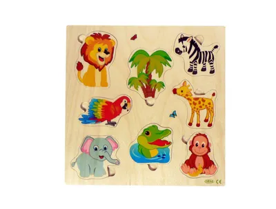 Produktbild von Holzspielzeug Tierpuzzle Dschungel BxLxH 245x10x245mm NEU