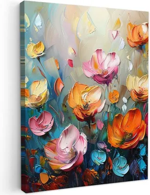 Imagen del producto de Ibenzoa® Cuadro sobre lienzo, 30x40 cm – motivo floral moderno, decoración para pared con lienzo y marco de madera resistente de 2 cm, listo para colgar en salones y dormitorios