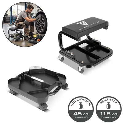 Image de STAHLWERK Tabouret d'atelier 118 kg Organisateur d'outils mobile avec 5 compartiments 45 kg