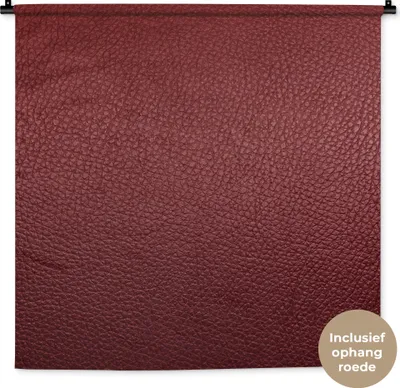 Produktbild von MuchoWow® Wandteppich Wandbehang Leder - Lederoptik - Rot - Leicht 90x90 cm Tapisserie Dekoration Wandtuch - Wandaufhänger
