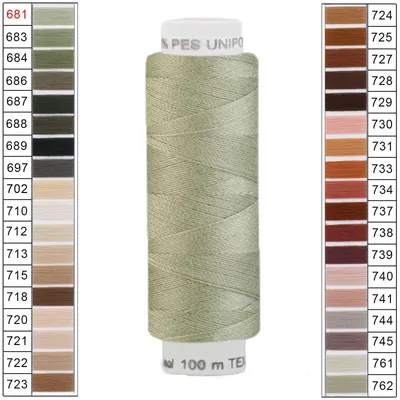 100m / 1 Spule Unipoly 120 TEX14x2 Polyester olivgrau