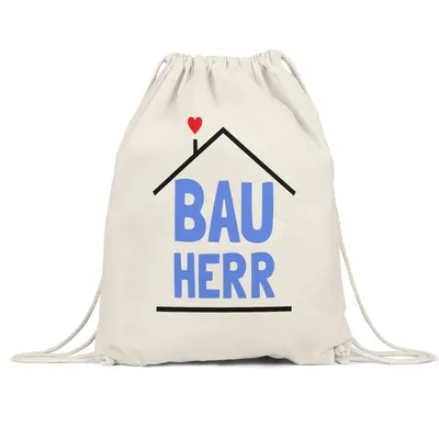 Produktbild von Bauherr Tasse Hausbau Richtfest Häuslebauer Geschenk Einzug Eigenheim Spruch Lustig Turnbeutel Gymsack