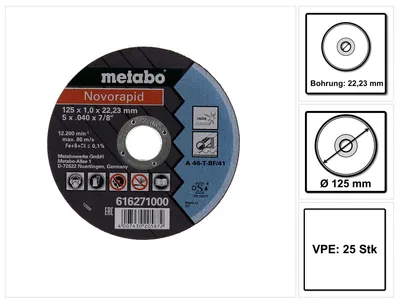 Zdjęcie produktu dla Metabo Novorapid 125x1,0x22,23 Inox