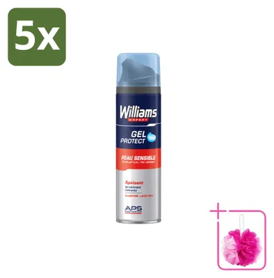 Image de 5 tubes de gel de rasage Expert Williams pour peaux sensibles - 200 ml - Pack économique - 5 pièces