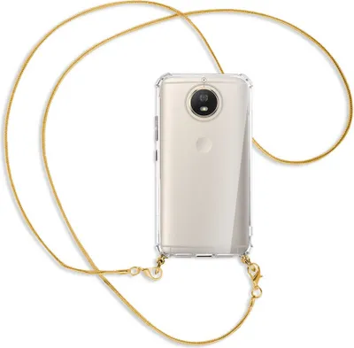Produktbild von Handykette Backcover-Schutzhülle mit Band (Metall goldfarben) für Motorola Moto G5S - goldfarbene Kette Snake