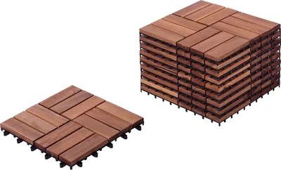 Produktbild von BELIANI Terrassenfliesen Braun es Akazienholz Wetterbeständig Wetterfest Outdoor Klickfliesen Gartenfliesen Holzfliesen für Garten