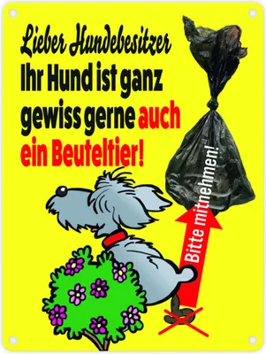 Produktbild von Kein Hundeklo Metallschild in 15x20 cm mit lustiger Illustration und Spruch in