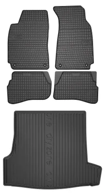 Productafbeelding van Rubberen automatten + kofferbakmat voor Volkswagen Passat B5 1996-2001 (sedan) – 5-delig, zwart, op maat – Wielganizator SolidPRO