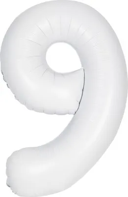 Produktbild von Unique Folienballon Zahl 9 für Geburtstag und Jubiläum, weiß, ca. 86 cm