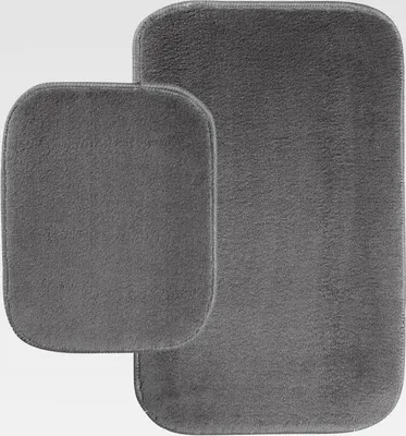 Produktbild von Badezimmerteppich Set 2 teilig rutschfest Badematte Badevorleger Duschvorleger Absorbierende Badteppich für Badezimmer 50x80 & 40x50 Anthrazit